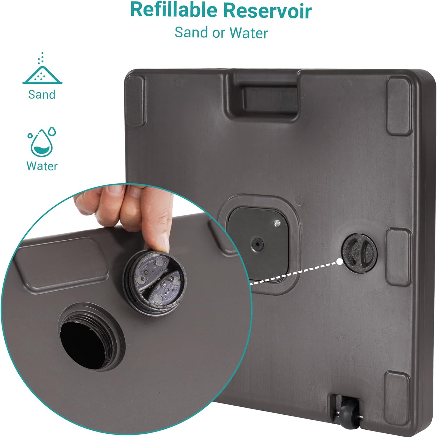 Patio Umbrella Base 90lb Capacity with Wheels,Heavy Duty Market Umbrella Stand for Outdoor,Square Base for 6-11FT Patio Umbrella,Mocha