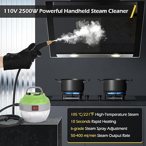 Miniatura 6 de Dyna-Living Limpiador de vapor portátil de pantalla táctil inteligente de 1800 W y limpiador de vapor de 2500 W con tanque de gran capacidad de 1.4L