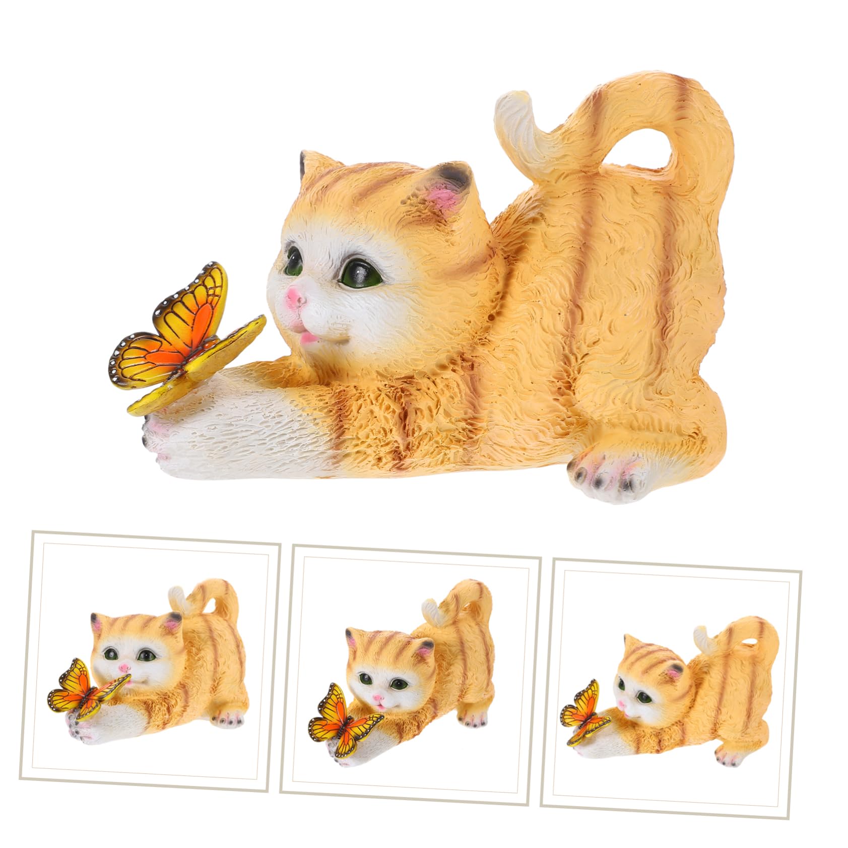 TOYANDONA Tisch Katzenfigur aus Kunstharz in Gelb, Realistische Nachbildung | Kätzchenmodell für Passende Räume, Dekorative Tierfigur für Sammler und Katzenfreunde, Kompakte Deko