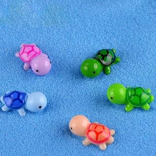 Mini Sea Turtle Figurines, Sea Turtle Fairy Garden Accessories | 5 Colors, Ideal for Fish Tank, Succulent Planter, Birthday Party, Cake Topper & Car Interior Decor