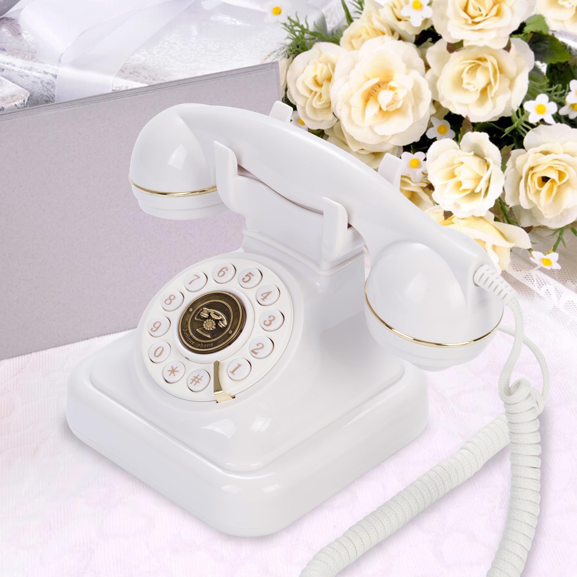 FiayaCom Audio Guest Book Wedding Phone, Audio Phone Guestbook, Record Customized Audio Messages, Preserve Your Special Occasions?White?