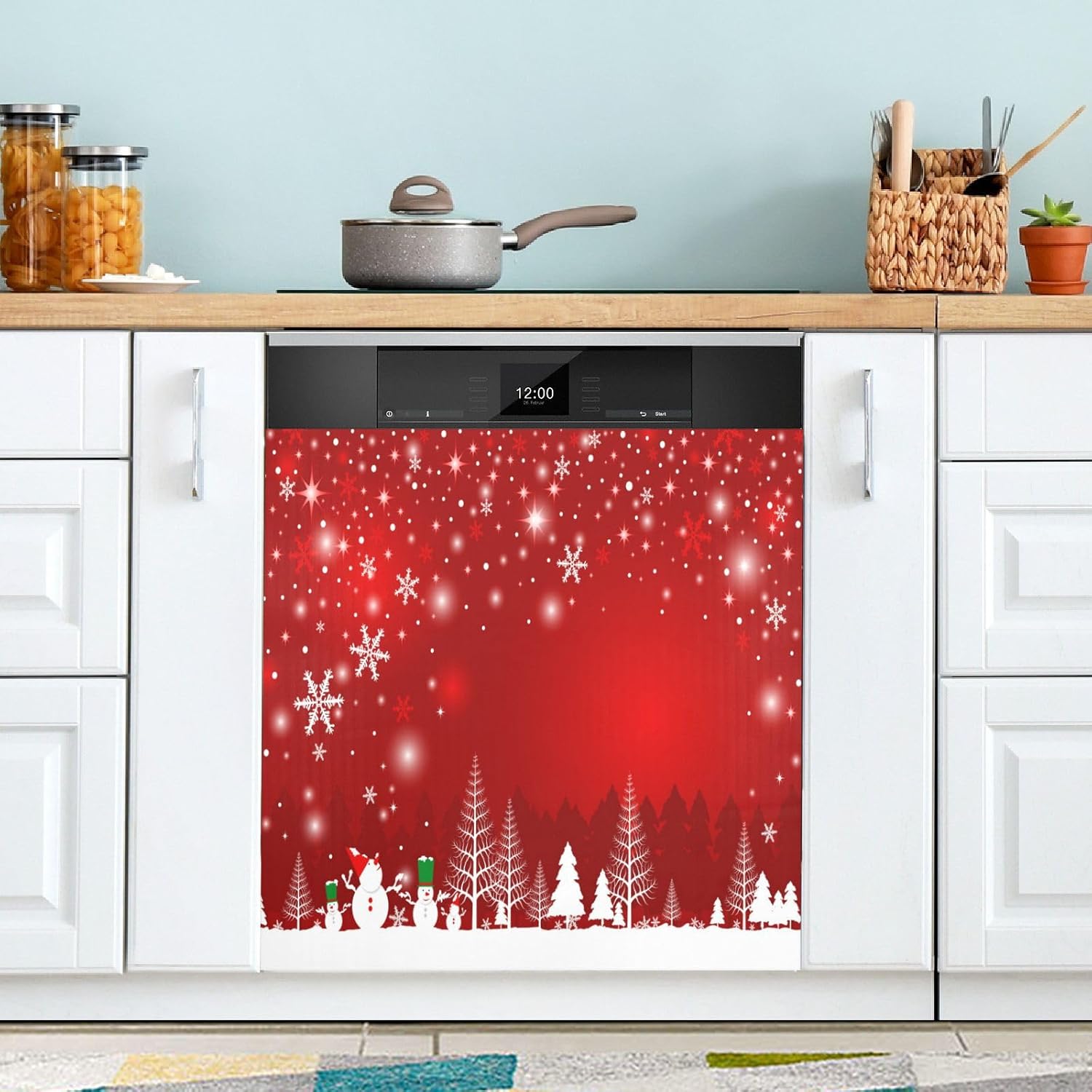 Rooster and Hen Vintage Rural Life Magnetic Sticker Dishwasher Door Cover Kitchen Cabinet Panels, Fridge Magnet, Home Appliances Decor Decals 23" W x 26" H