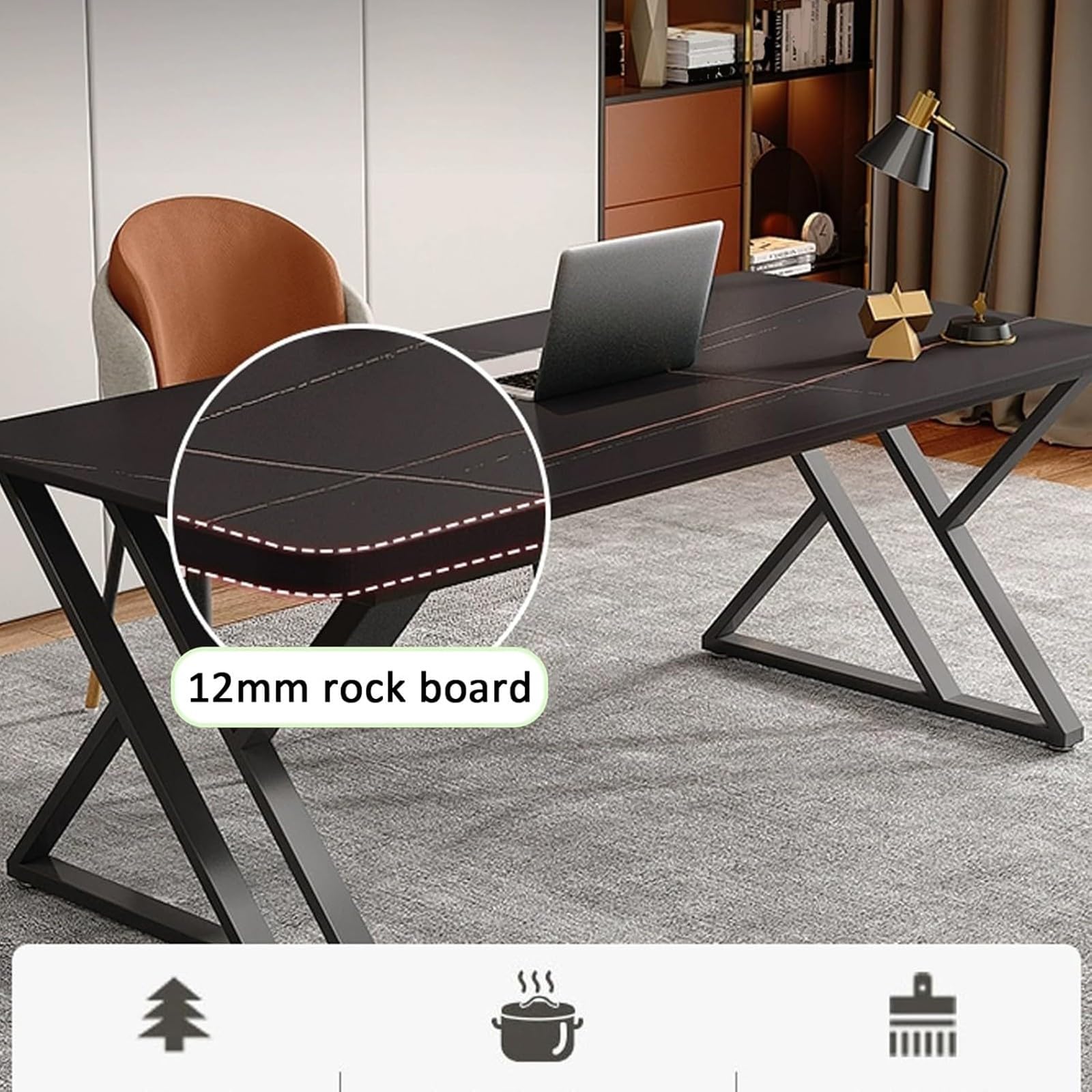 Scrivania da ufficio, tavolo da gioco, stile industriale moderno con gambe a Z, struttura in metallo per casa, ufficio, studio o camera da letto