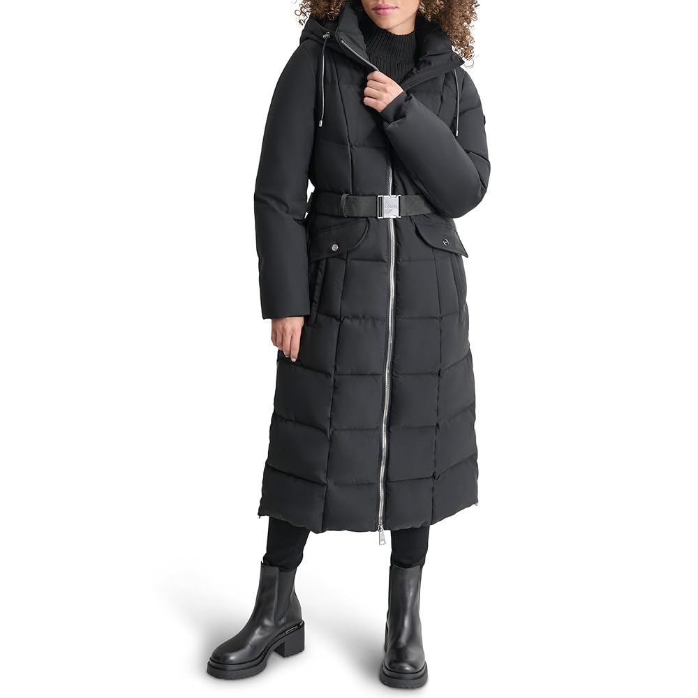 Amazon.com: DKNY Women's Belted Maxi Puffer, Black