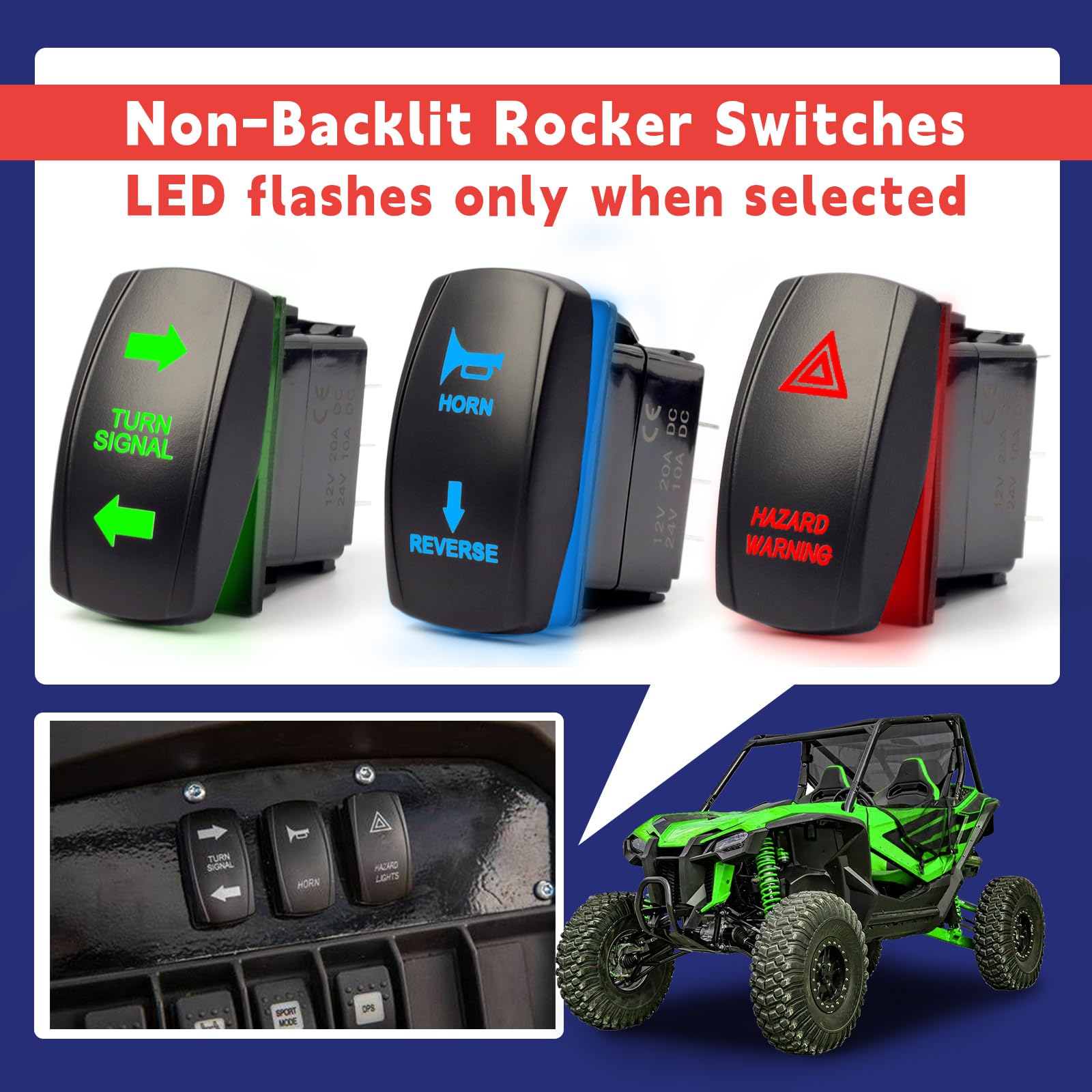 Golf Speaker Side By Side UTV OPP ULITE Amber Led UTV Turn Signal Kit 4 In 1, Universal UTV ATV Street Legal Turn Polaris ATV, Side-by-Side & UTV Accessories For Ranger Rocker - Foto 4