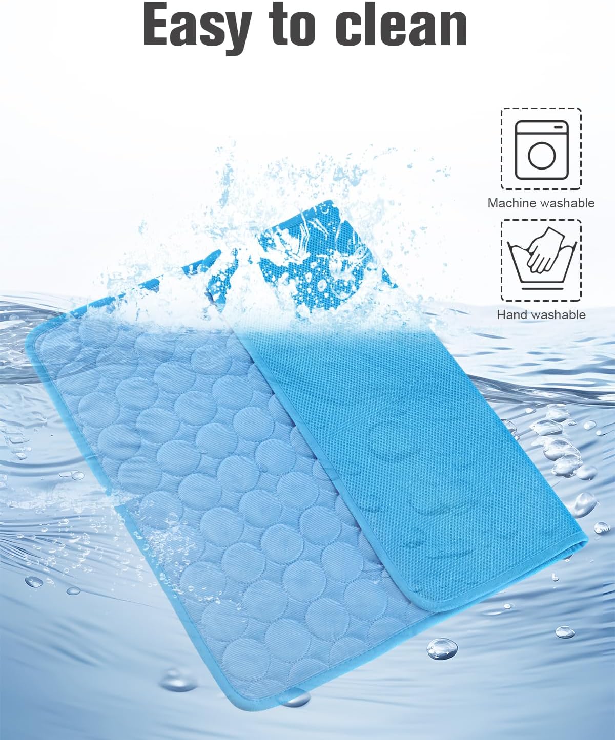 review Dog Cooling Mat, Self-Cooling Ice Silk Cooling Mat for Dogs, Washable Portable & No Gel Pet Soft Pad | Aqua Blue,M