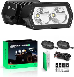 YHTAUTO 3 Inch LED Light Bar Spot 20W Off-Road Lights for Truck UTV ATV | Camper Driving Work Light for SUV Golf Cart Tractor 4x4 Van, IP67 Waterproof Lamp with Wiring Harness & Light Cover