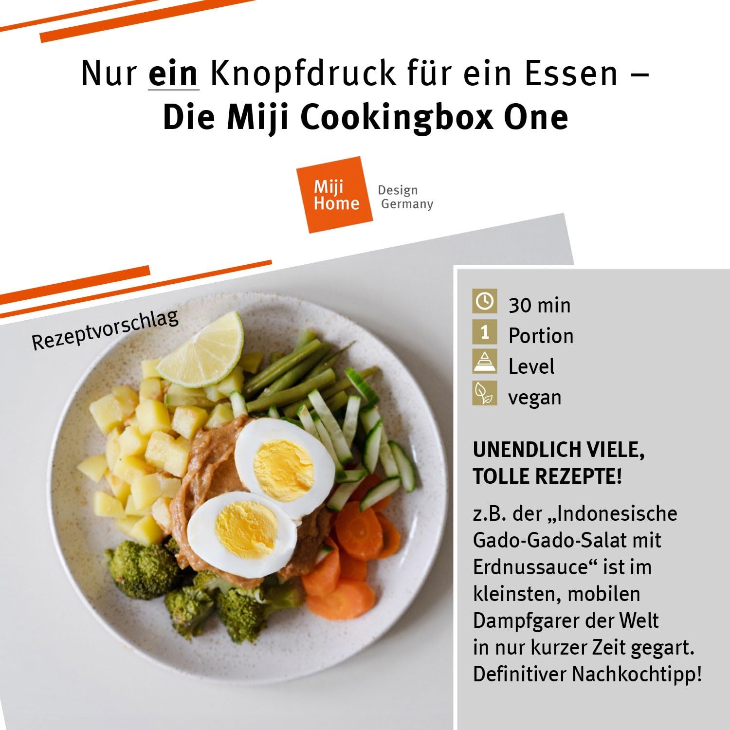 Miji Elektrische Lunchbox & Mini Campingkocher 1 L | 250 W Dampfgarer – leise, geruchsfrei & kompakt für 1–2 Portionen