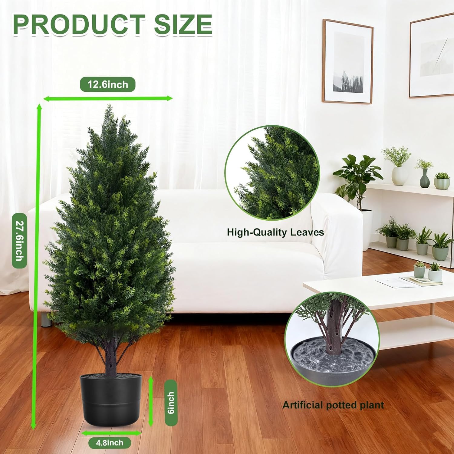 Artificial Topiary Trees for Outdoors Planters,2.3FT Potted Topiary Trees Artificial Cypress Tree Outdoor Indoor Fake Pine Tree Faux Bushes Plants with Pot for Front Porch Garden Decor