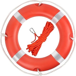 Life Ring,23 Inch/28 Inch Boat Safety Throw Rings with White Reflective Strip & Grab Lines,Life Preserver Ring Life Buoy for Pool Boat with Water Floating Life Saving Rope