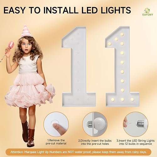 Miniatura 4 de Números iluminados de marquesina de 4 pies, números grandes de marquesina 4 para decoraciones de fiesta de cumpleaños de 4, 14, 40 años, números