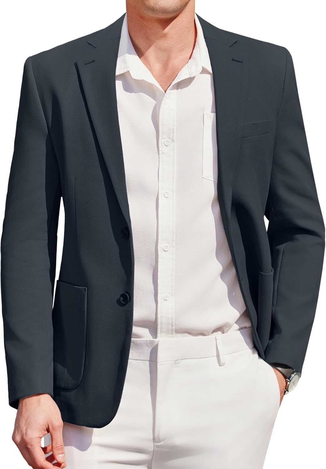 COOFANDY Mens Casual Sport Coat Blazer Two Buttons Knit Lightweight Suit Jackets