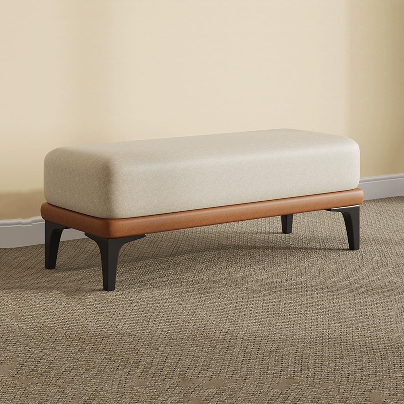 Banc de bout de lit bicolore de 80 cm pour salon cosy et zen