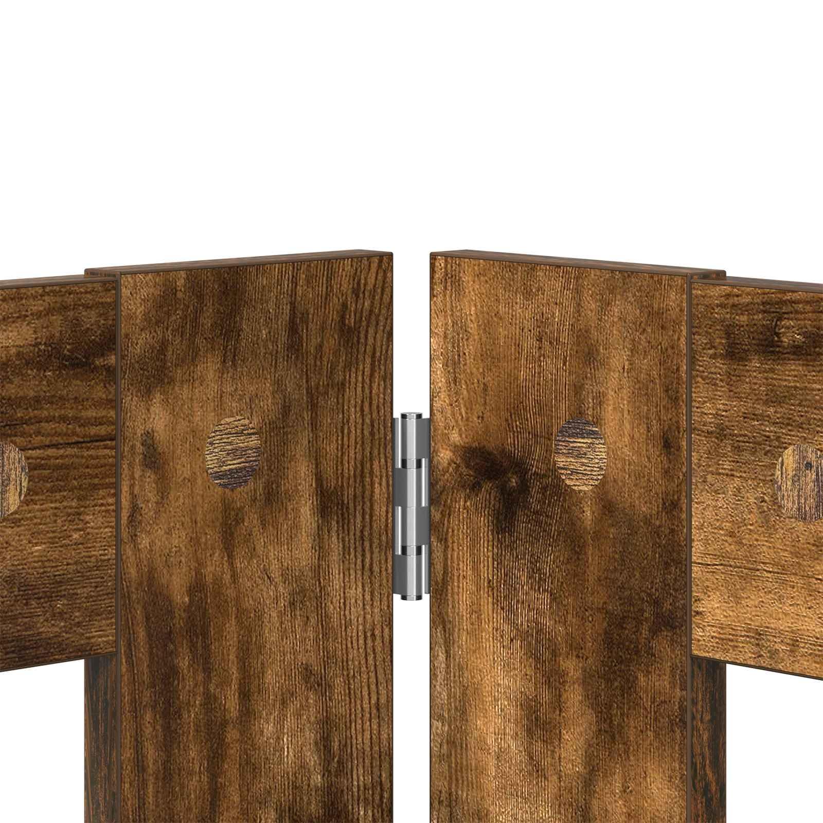Puerta para perros con soporte, 2 piezas de roble ahumado, 80 x 60 cm, plegable y portátil, para uso en interiores y exteriores, protección segura para cachorros y perros