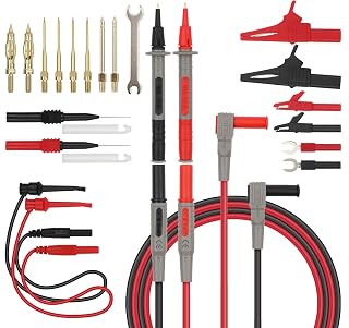SWANLAKE 27-Piece Multimeter Test Leads Set, CAT.III 1000V / CAT.IV 600V Multimeter Probes with Alligator Clips, Needle Probe, Replaceable Probe Accessories, Soft Silicone Volt Meter Lead - Amazon product rated Grade A