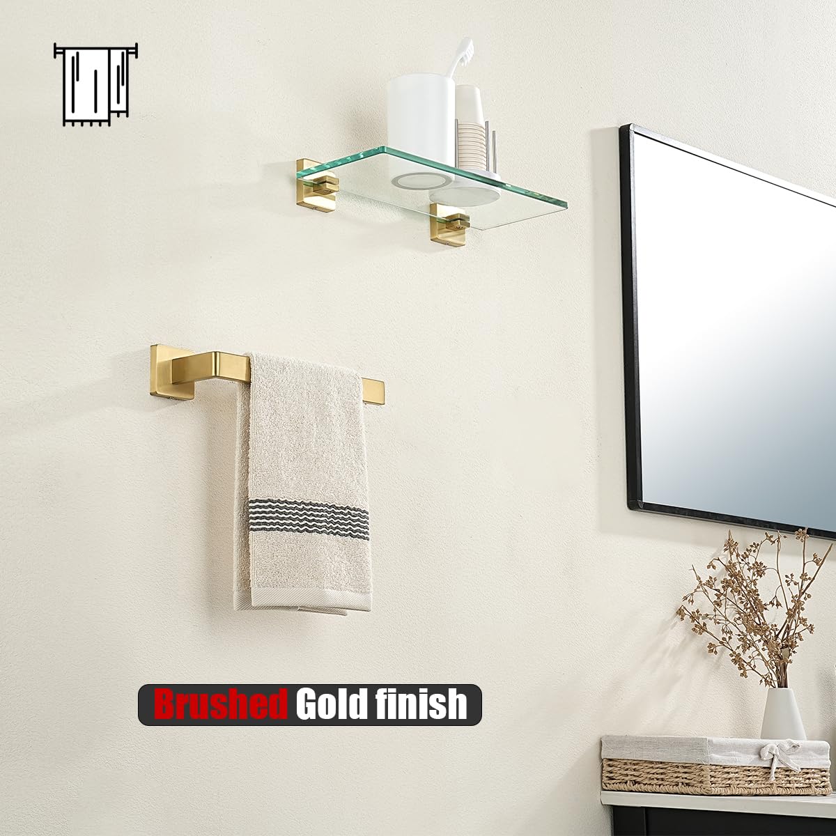 Gold Hand Towel Ring - Brushed Stainless Steel -6