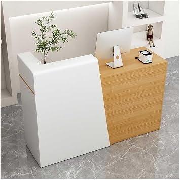 Front Desk Reception Counter,Reception Table,Small Reception Desk,Office Reception Desk,L-Shaped Reception with Drawers and Transaction Counter,Reception Counter DeskRight-3,140cm/55.1in