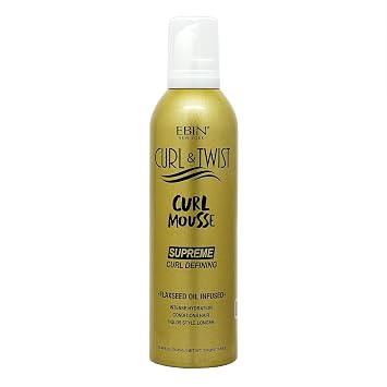 Curl & Twist Supreme Curl Defining Mousse 12.49 fl oz/354 ml Flaxseed & Coconut Oil Infused Vitamin E Prevents Dryness Restores Vibrancy and Adds Shine to Curls Enhances Definition and Manageability | Lightweight Styling Foam, Flaxseed & Coconut Oil, Frizz Control, Volume & Shine