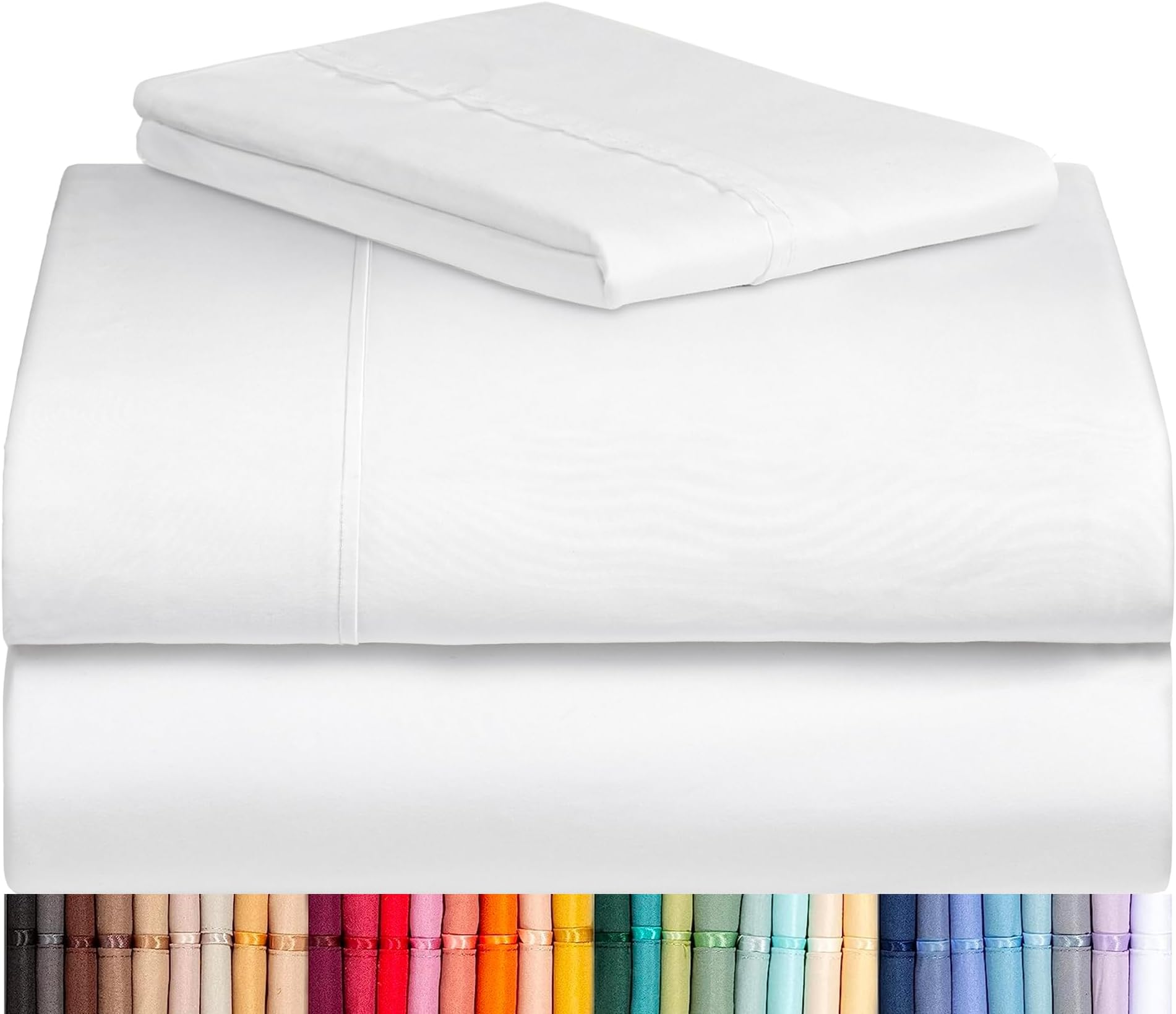LuxClub 3 PC Twin XL Sheet Set, Deep Pockets Wrinkle Free Cooling Bed Sheets Hotel Bedding for Women, Men, Kids & Teens, Includes 1 Fitted Sheet, 1 Flat Sheet and 1 Pillowcase-Silky Soft White