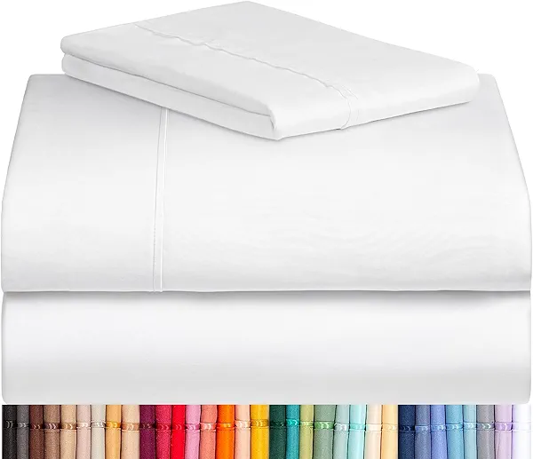 LuxClub 3 PC Sheet Bed Sheets Deep Pockets Wrinkle Free Kids Fitted Sheets Machine Washable Hotel Bedding Silky Soft - White Twin 1-white Twin