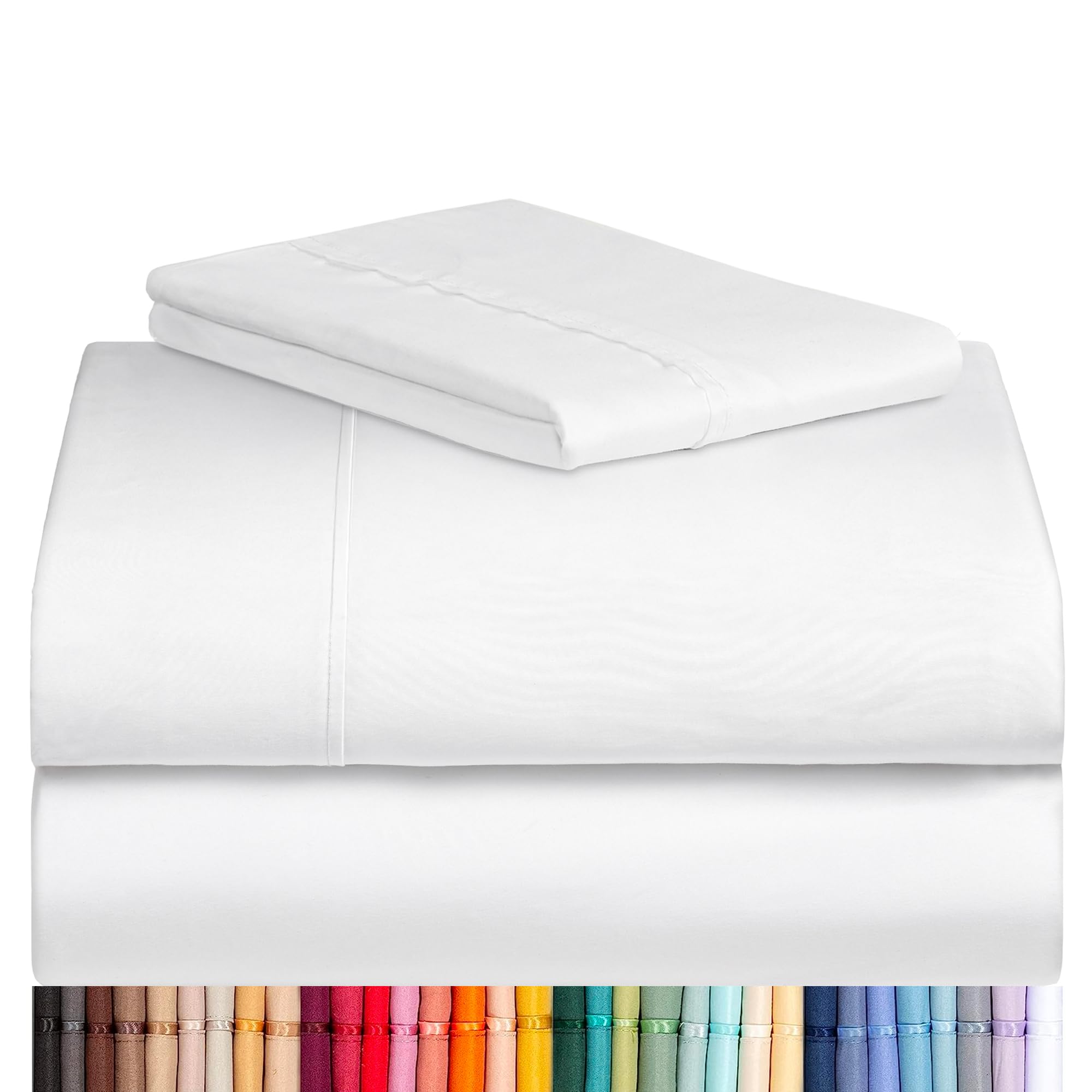 LuxClub 4 PC Sheet Set Bamboo Sheets Deep Pockets 18" Eco Friendly Wrinkle Free Sheets Machine Washable Hotel Bedding Silky Soft - White Twin