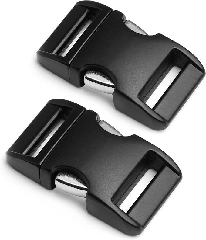Ganzoo Metall-Klickverschluss Alumaxx, Set 2 Stück, 1″ / 25mm Gurtmaß/Steckschließer/Steckverschluss für Paracord-Armbänder, Hunde-Halsbänder, Rucksack, Farbe: schwarz matt