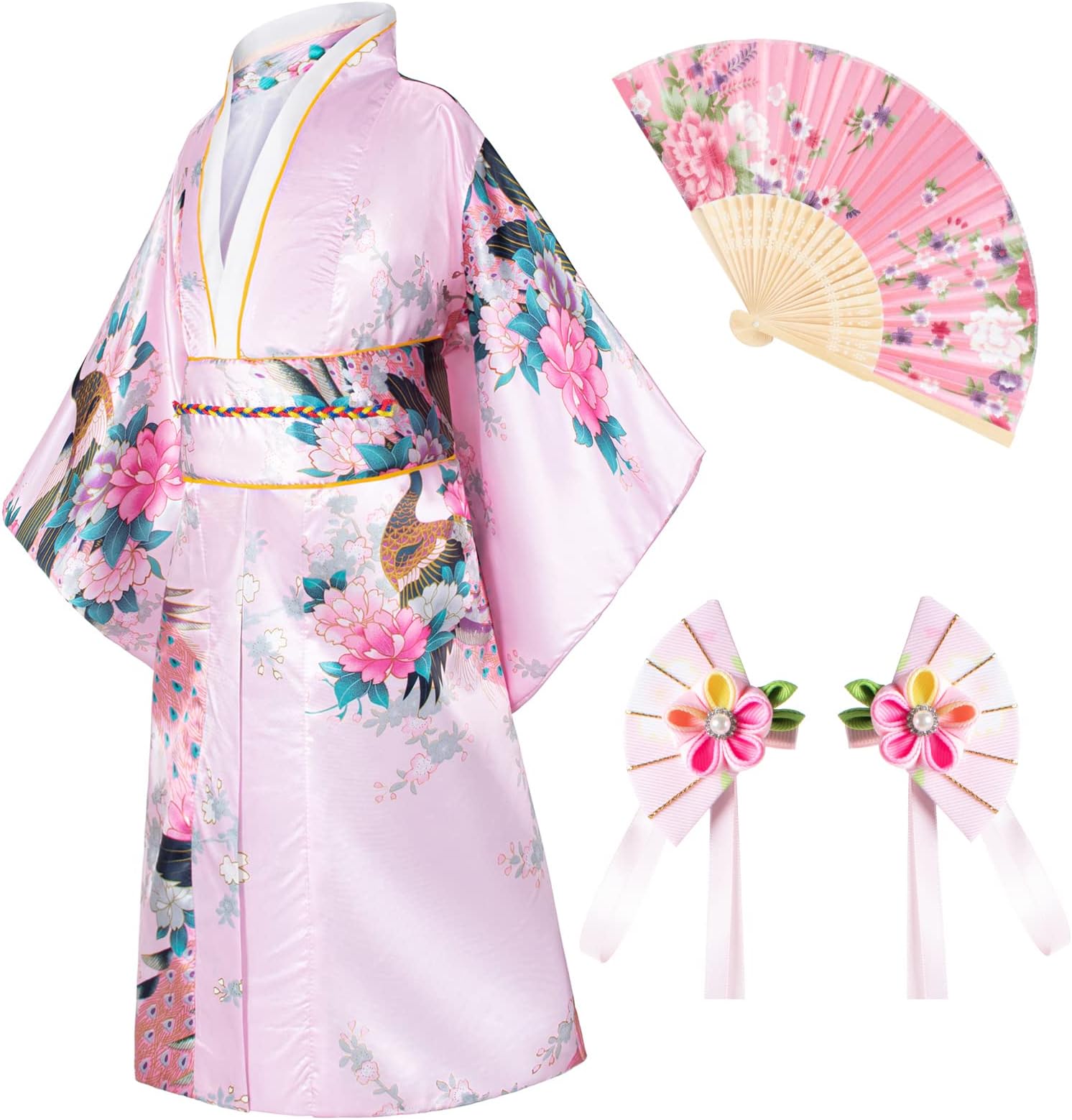 Japanese Traditional Dress Kimono Robe for Kids Girls Costume