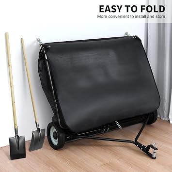 Tow Behind Lawn Sweeper, 44-Inch Yard Sweeper Pull Behind, 25 cu. ft Large Capacity Leaf & Grass Collector,Adjustable Brush Height&Dumping Rope Desig for Yard,Lawn,Farm,Sidewalk