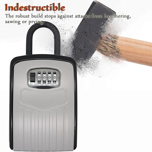 Miniatura 4 de Cerradura de seguridad extra grande para almacenamiento de llaves, pomo de puerta V-Resourcing montado, caja de bloqueo de combinación de 4 dígitos