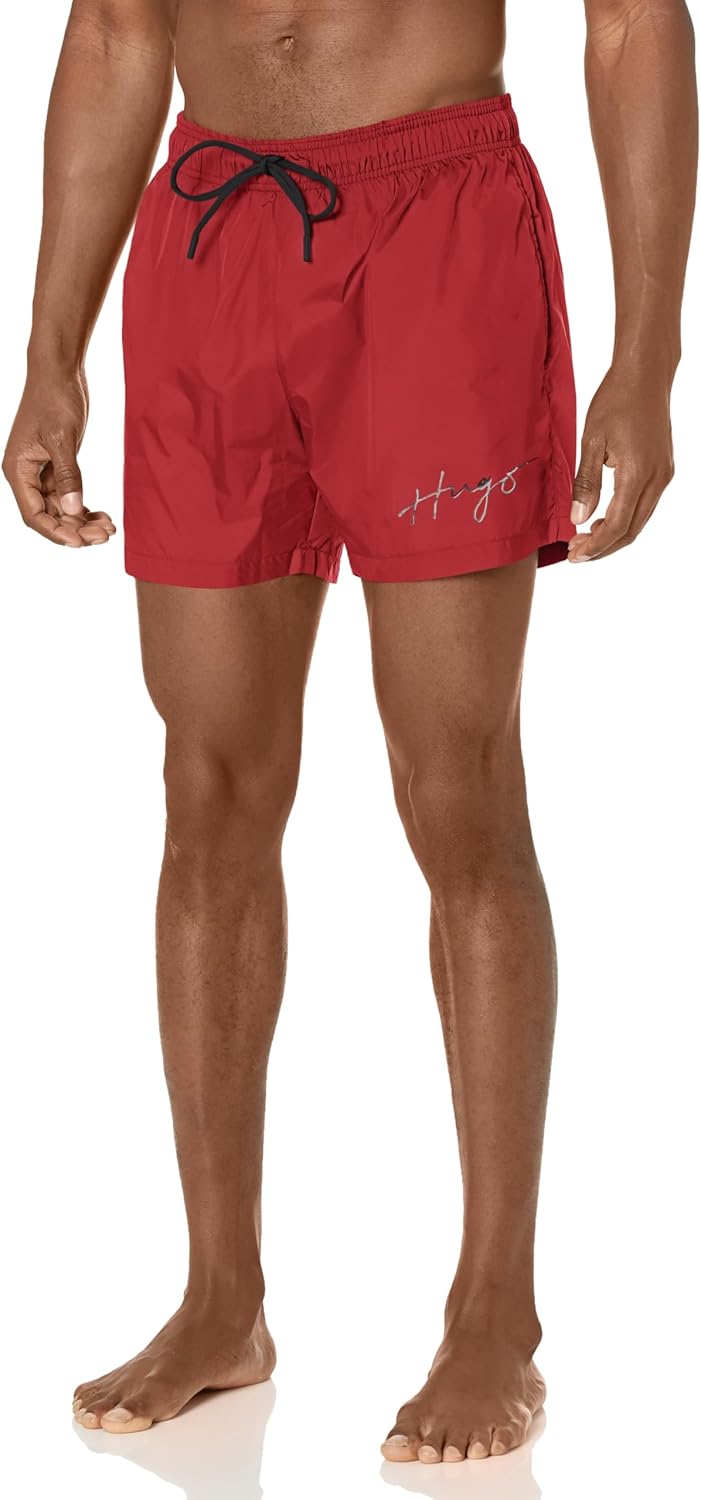 HUGO Men's Script Logo Swim Trunk