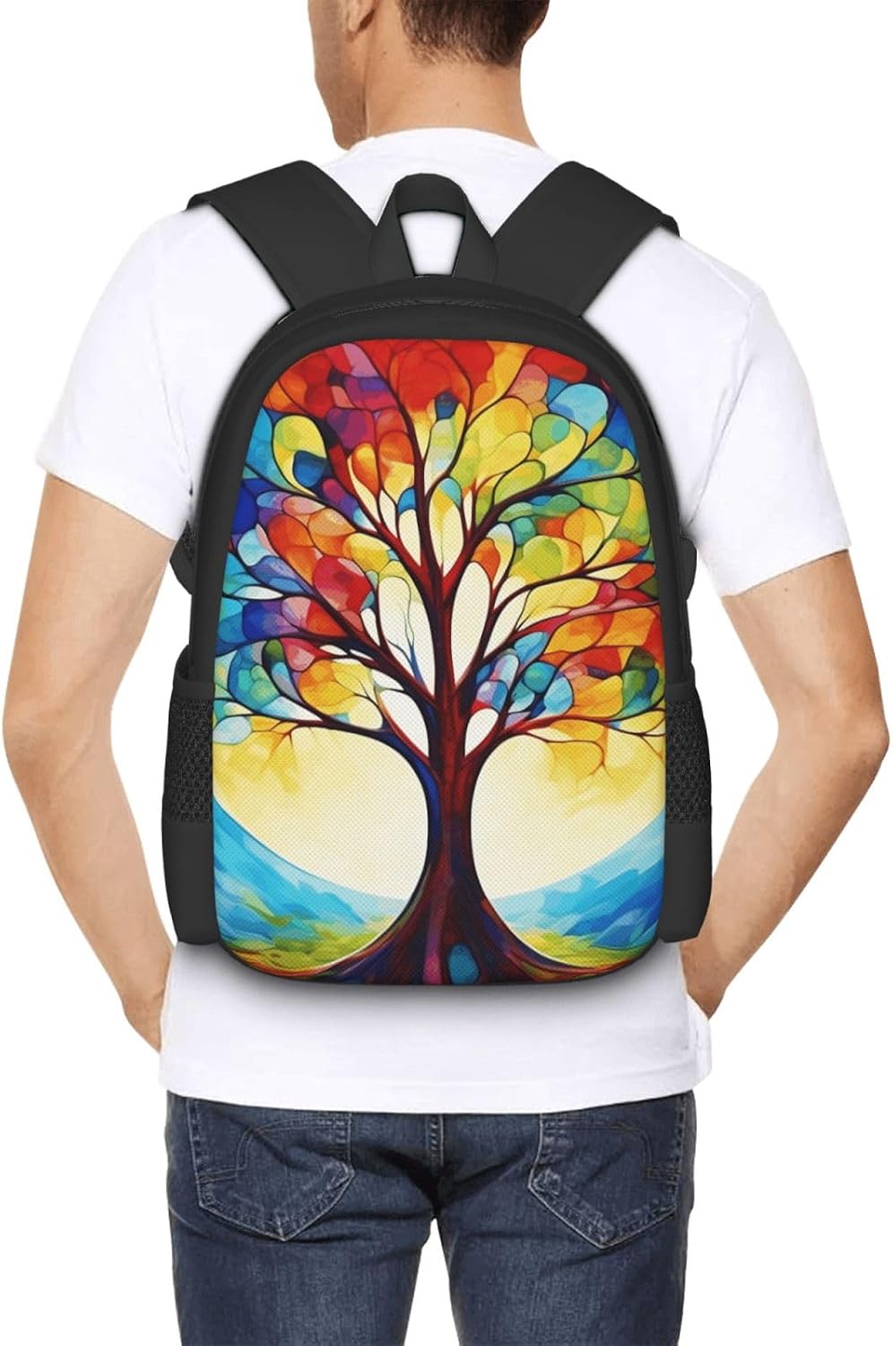 Travel Backpack for Women Men Lightweight 17 inch Laptop Bag Colorful Tree of Life Backpack Casual Daypack image 5