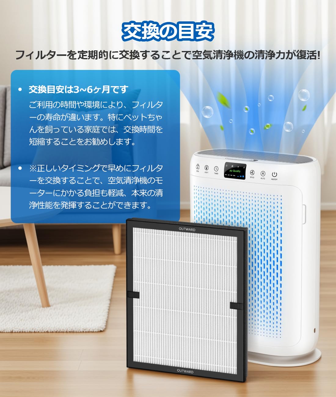 Amazon.co.jp: LUNINO空気清浄機 E-200 交換用 フィルター HEPA