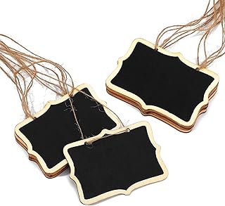 15 PCS Reusable Mini Wood Chalkboards with Hanging String Erasable, 2.36x3.35 Inch Chalkboard Tags with String Double-Sided Black Massage Board Labels for Party Buffet Food Price Plants