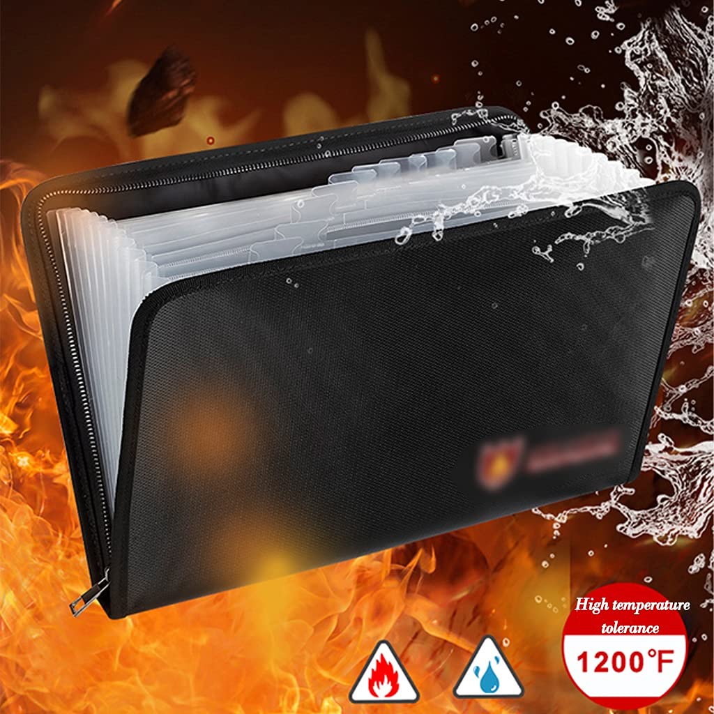 Teczki na dokumenty, Teczka na dokumenty z zamkiem błyskawicznym, Torba A6, ognioodporna i wodoodporna, teczka ważne(Multicolor)