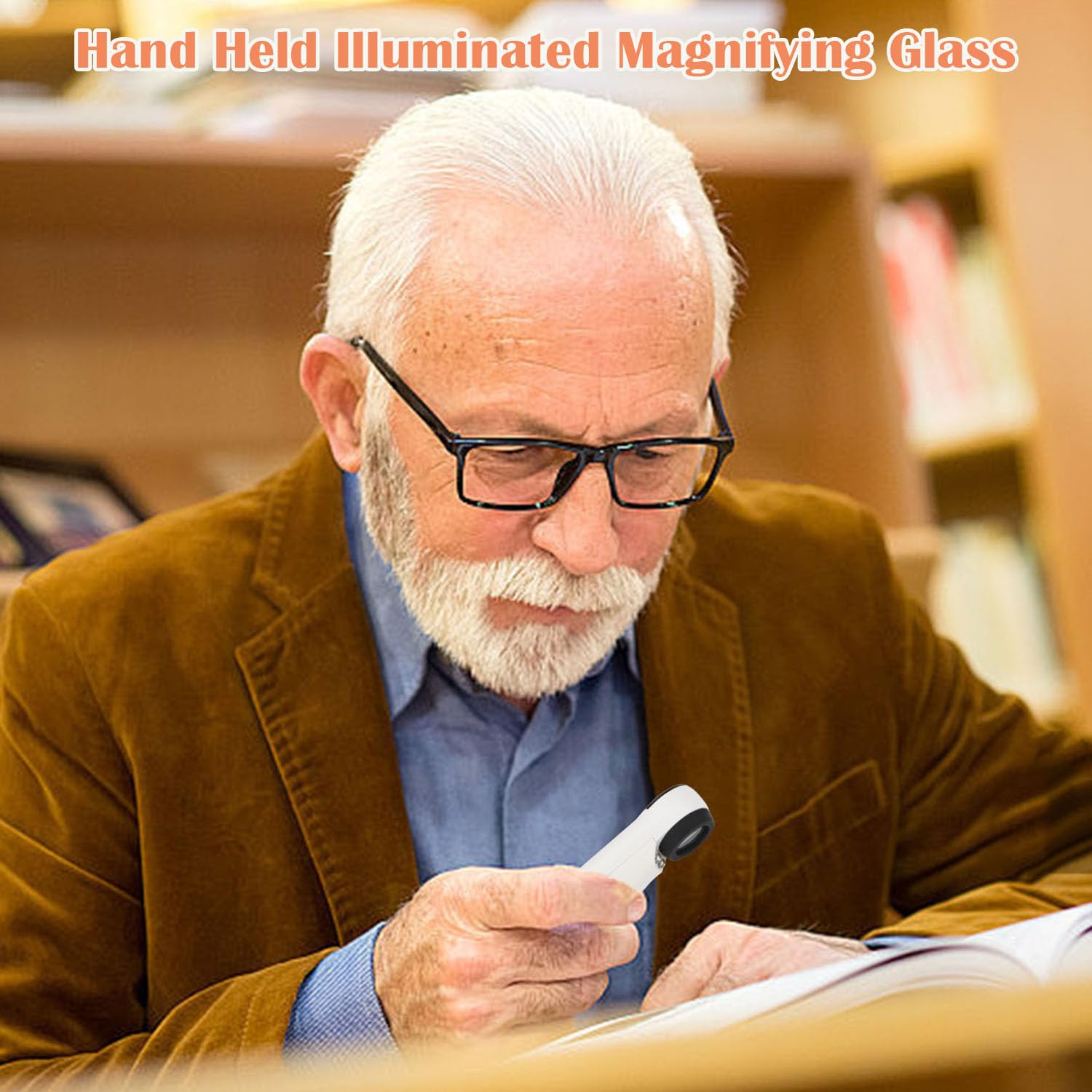 Lupa de mano de 40 aumentos de alta potencia iluminada de mano con lupa para joyería de ojos con 2 luces LED y funda de cuero para leer mapas, joyería, herramienta de reparación de relojes