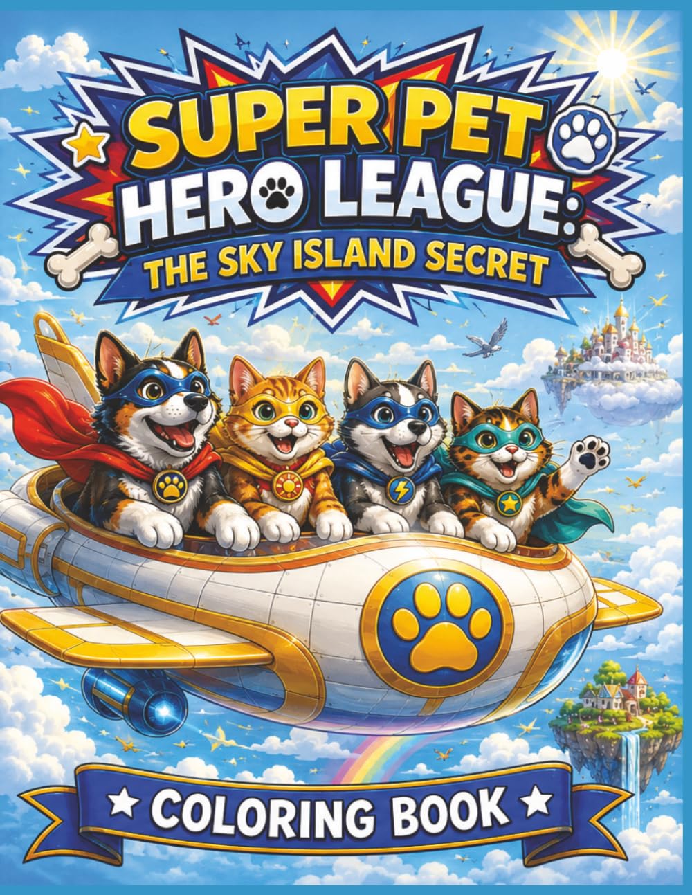 Super Pet Hero League: The Sky Island Secret Coloring Book: A Read-Along Adventure Coloring Book Filled with Flying Heroes, Floating Islands, Brave ... Fun! (Super Pet Hero League Hero Adventures)