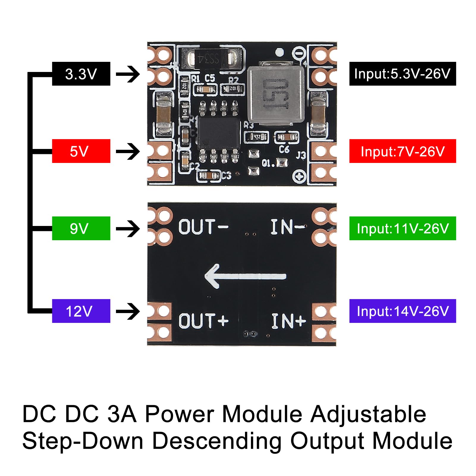 Snapklik.com : 10PCS 3A Mini DC-DC Buck Step Down Converter Board ...