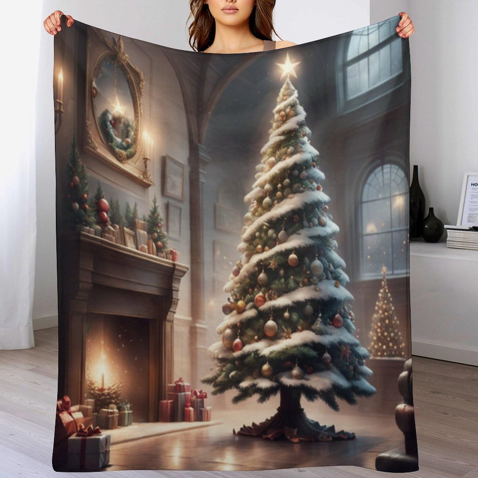Couverture en flannel super doux imprimé arbre de Noël 140x180cm