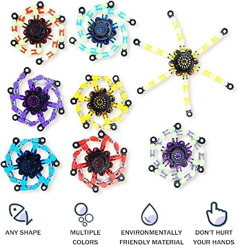 8pcs Transformable Fidget Spinner Toy, Tip Spin Top, Fidget Toy, Transformer Chain Robot, Funny DIY Fingertip Spin Top Toys for Kids Adults, All Ages