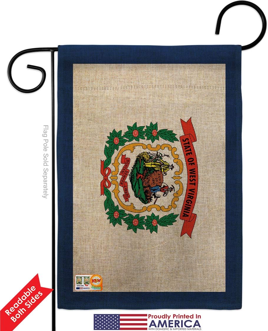 West Virginia Burlap Garden Flag Americana States USA American Territories Republic Small Decorative Gift Yard House Banner Double-Sided Made In 13 X 18.5