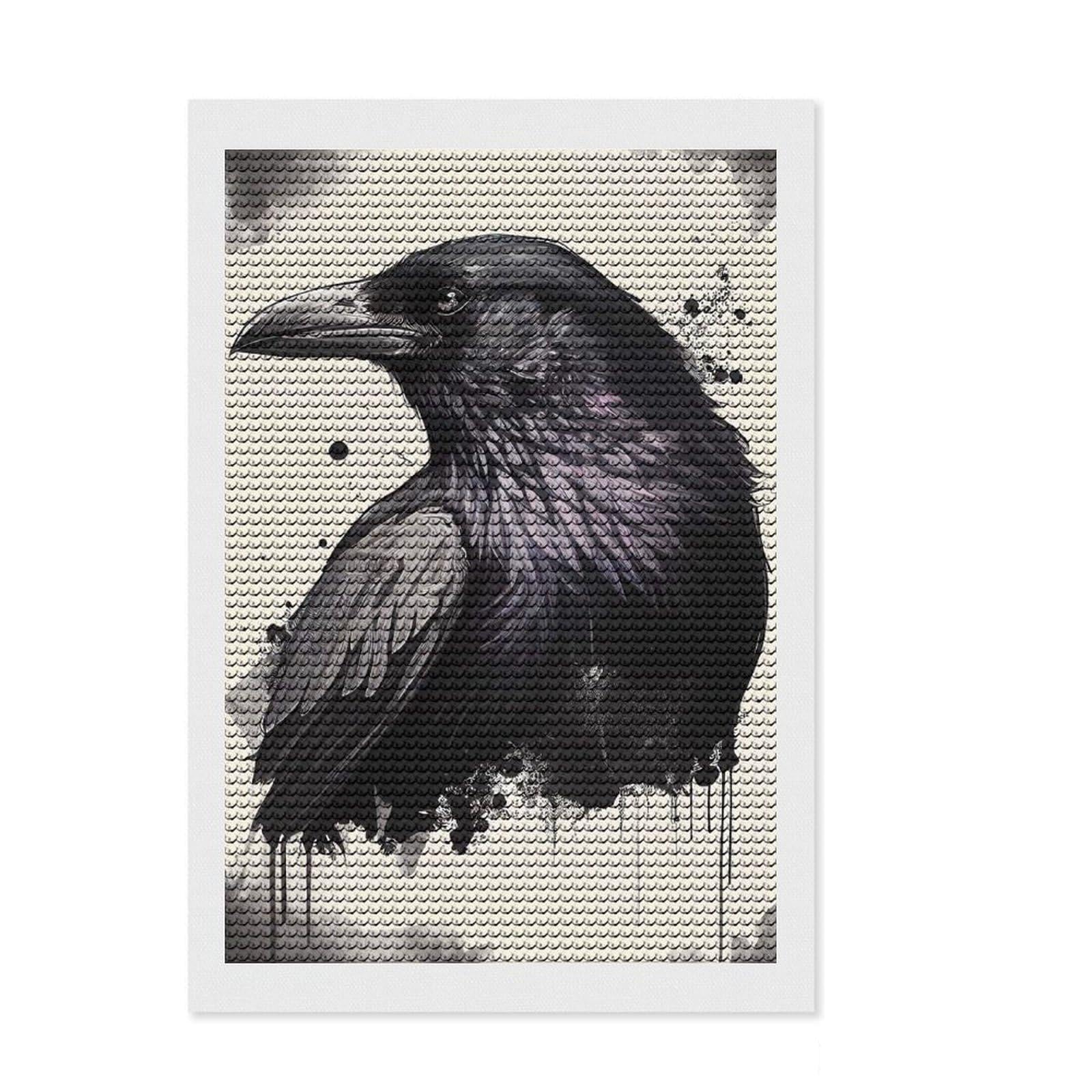 Junmoney Raven Illustration Diamond Art Kit 8"x12", Full Kit Included, Living Room Decor, for Teens, Thoughtful Handmade Gift, with Tool Kit
