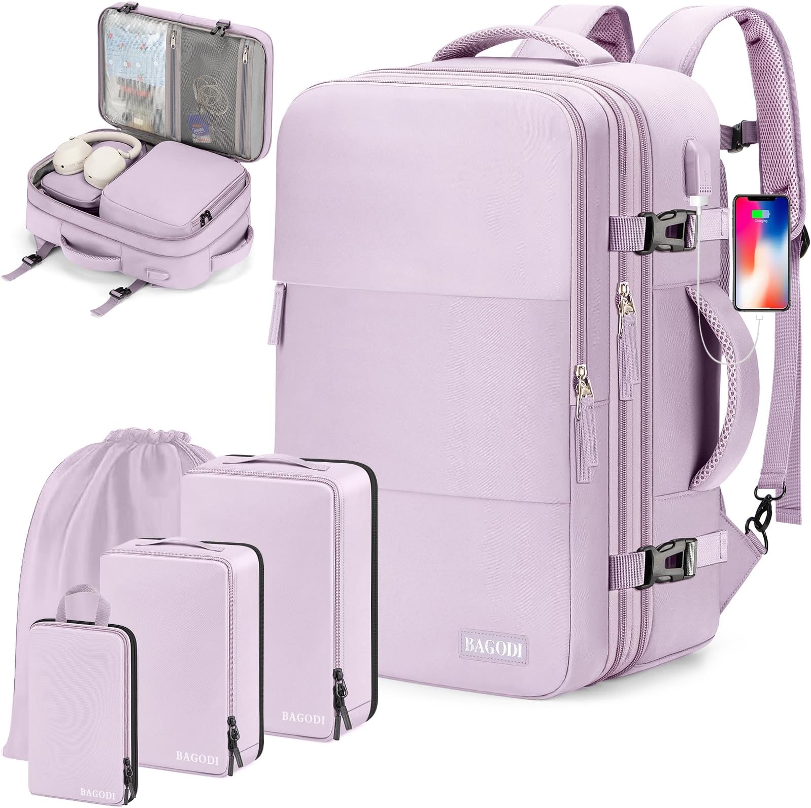 BAGODI Carry On Backpack, 40L Flight Approved Travel Backpack for Men Women