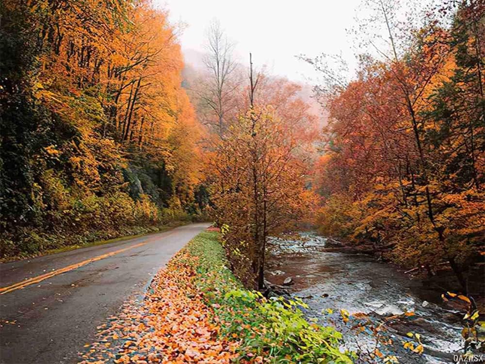 Smoky Mountains DIY 5D Diamond Painting by Number Kit, Bright Colorful Fall Foliage Mountains Great Smoky Mountains Diamond Embroidery Paintings Cross Stitch for Home Decor, 12 x 16 Inch