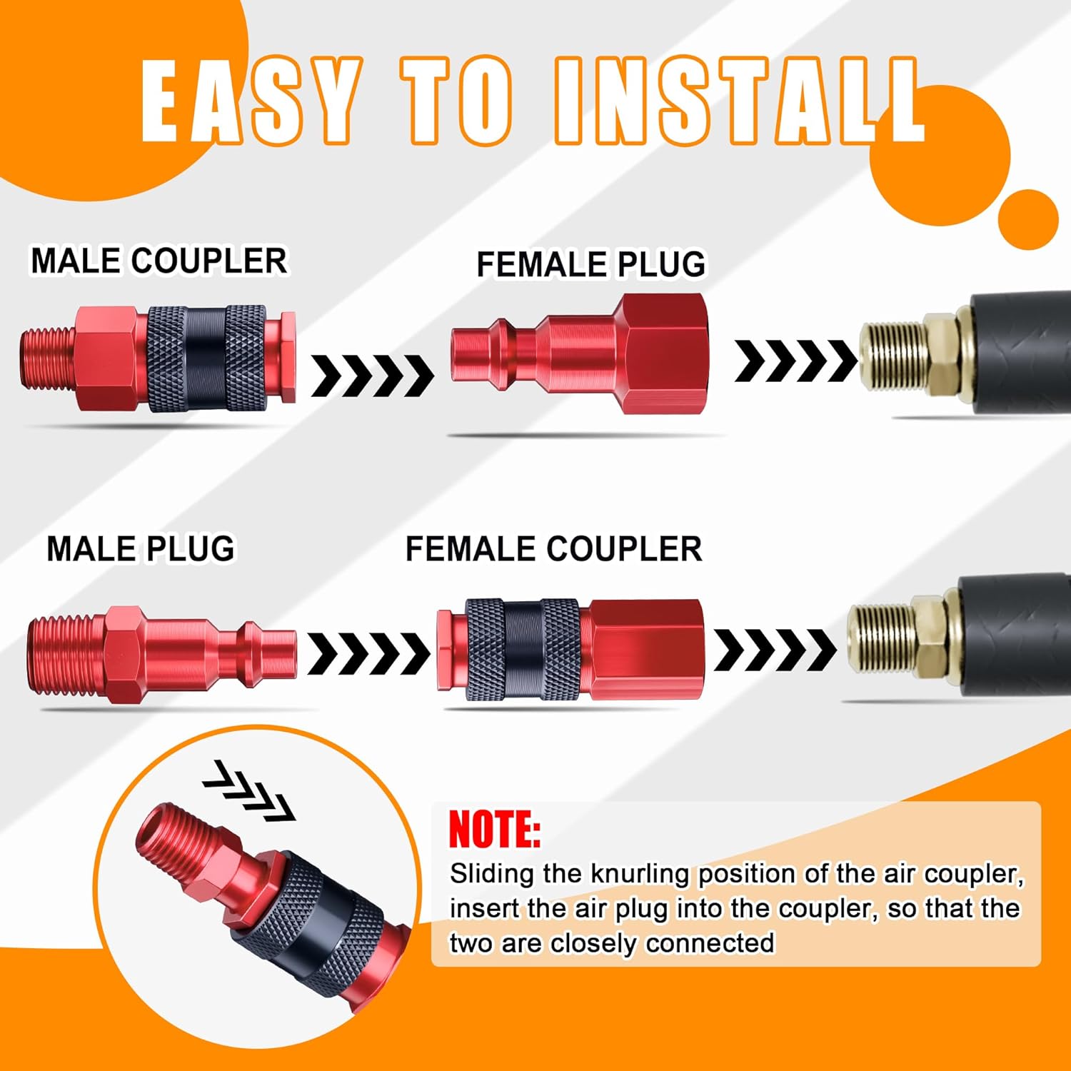 40 PCS Universal 1/4" Air Coupler and Plug Kit,1/4 Inch Lightweight Aluminium Quick Air Hose Fittings Set for Air Compressor Accessories