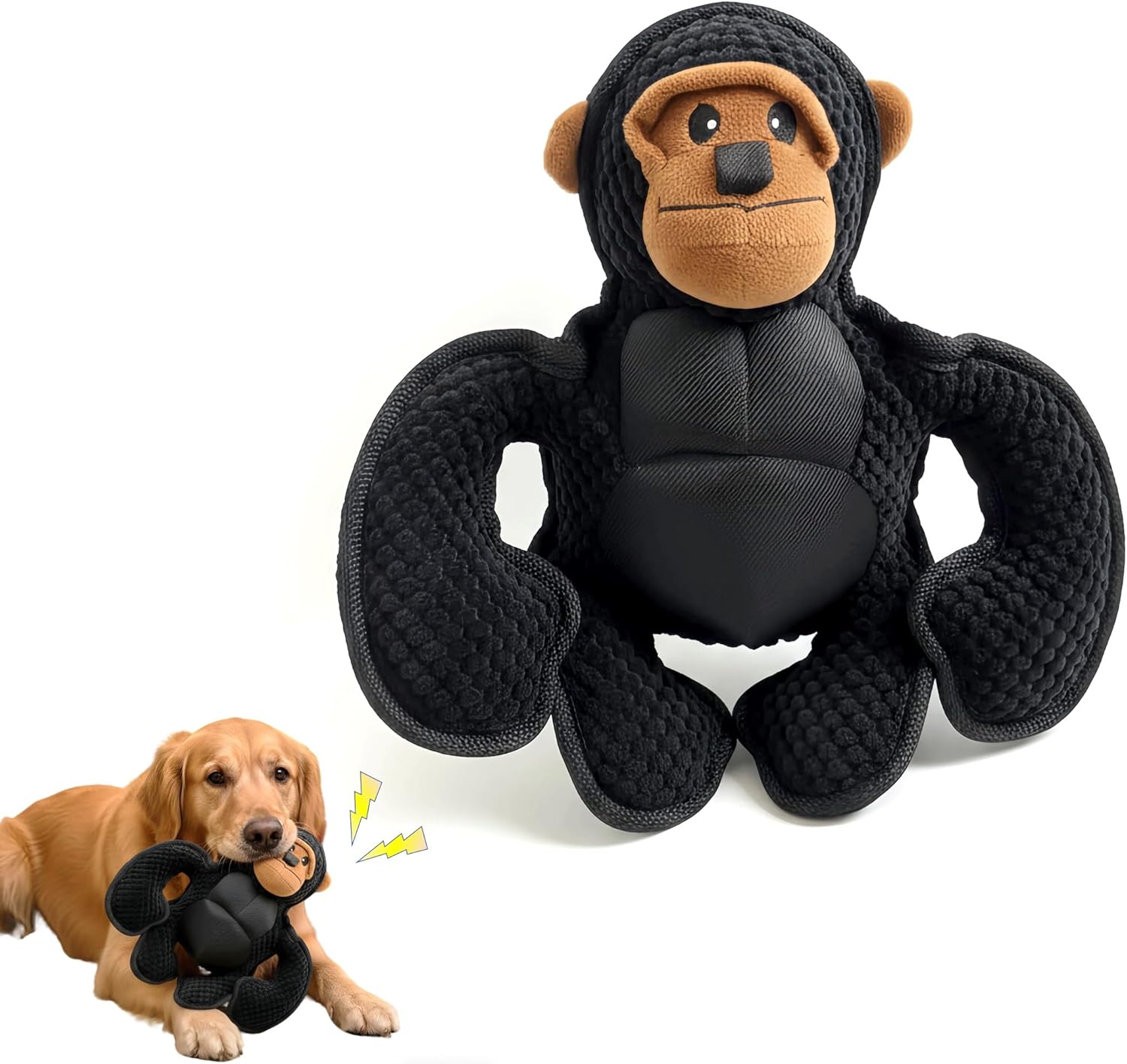 Plush Stuffed Squeaky Dog Toys, Durable Dog Chew Toys for Medium/Large Dogs,Chew Dog Toys to Keep Them Busy,Gorilla