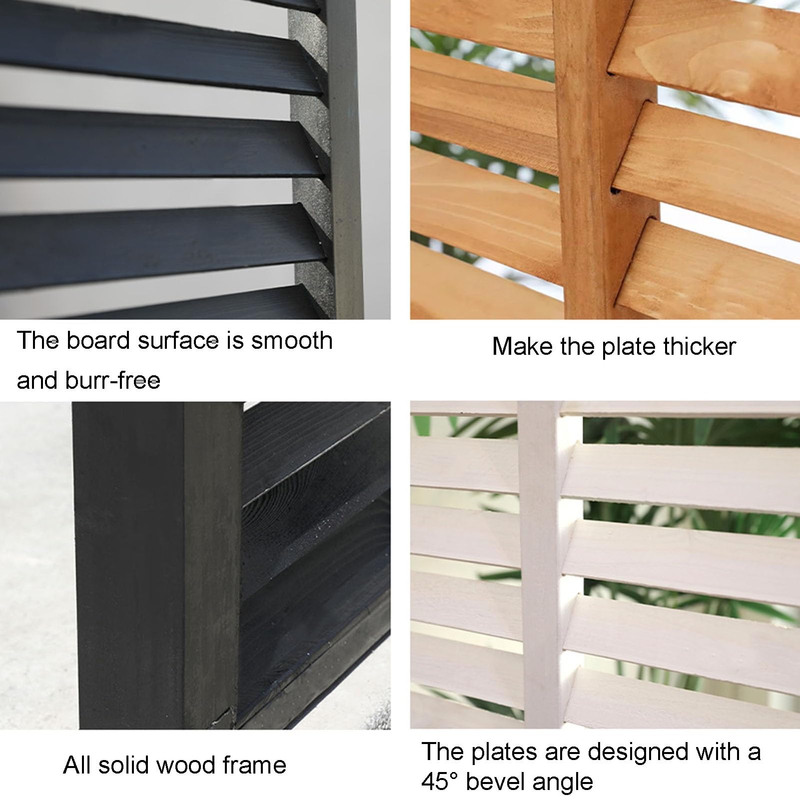Outdoor - Valla de jardín de madera independiente, paneles expandibles para balcón y patio, divisor decorativo para patio (blanco, 60 x 90 cm)