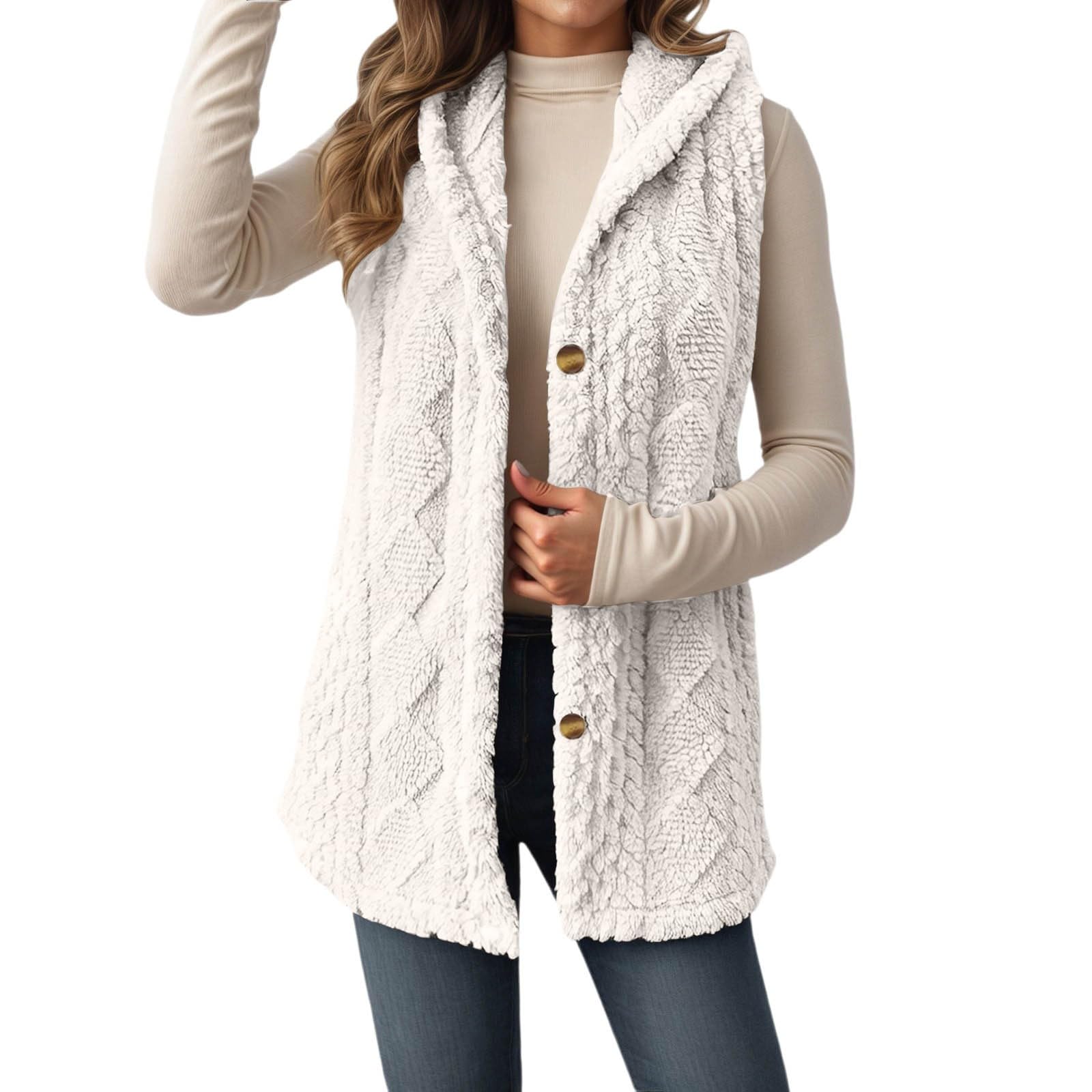 Chaqueta tipo cárdigan reversible de polar con capucha y cremallera frontal, suave, para otoño e invierno, informal.