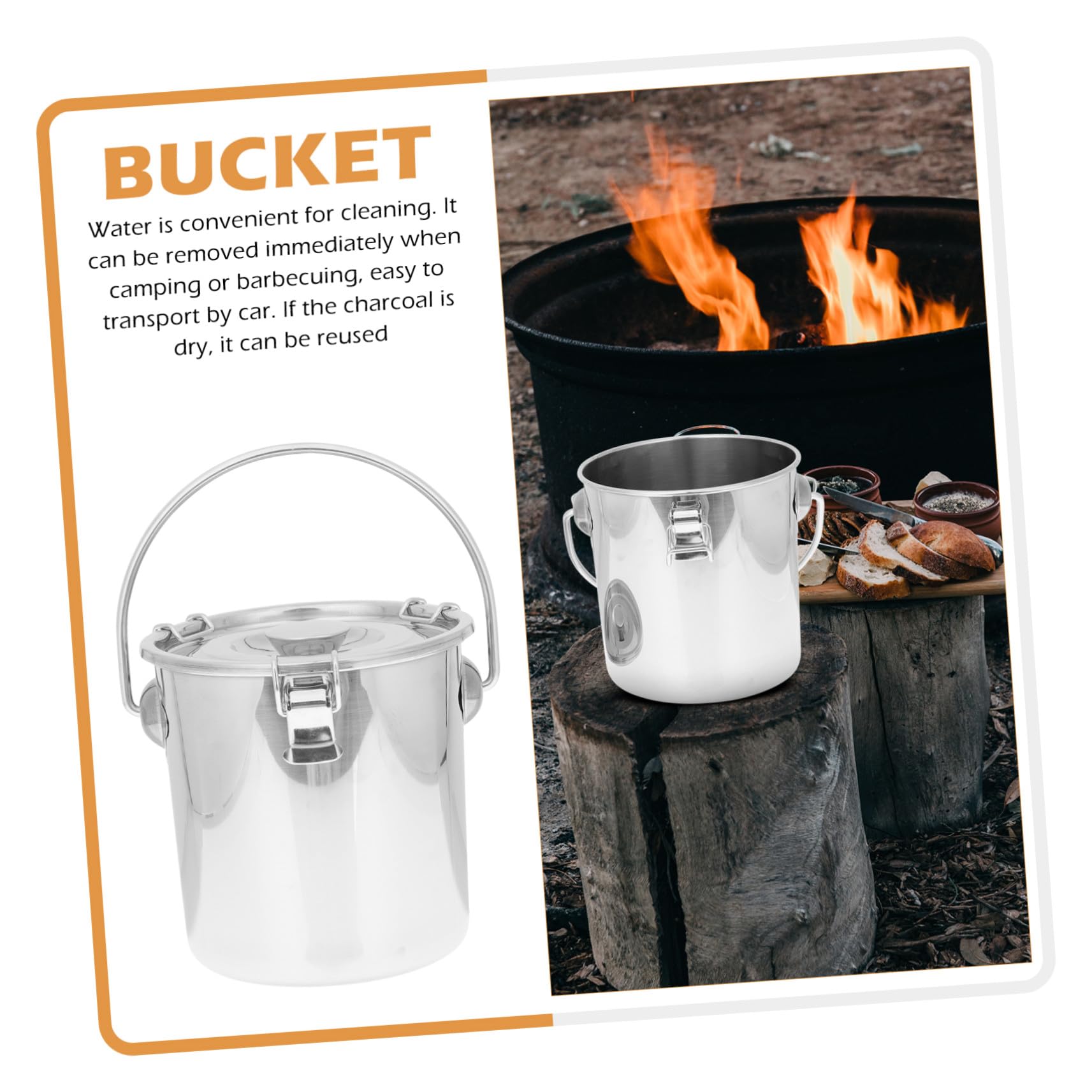 Seau Hermétique en Acier Inoxydable 16X16 CM Seau Étanche Fermeture à Clip pour Extincteur de Camping et Rangement la Cuisine Articles Ménagers Essentiels