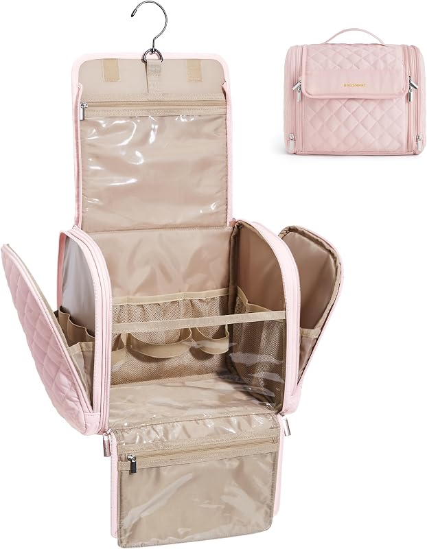 BAGSMART Neceser de Viaje, Neceser de Gran Capacidad para Mujer con Gancho para Colgar, Resistente al Agua para Artículos de Aseo Accesorios Cepillos Esponja, con Asa