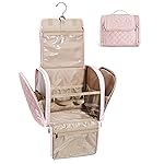 BAGSMART Travel Toiletry Bag, Large Capacity Cosmetic Bags for Women with Hanging Hook, Water-resistant for Toiletries Accessories Brushes Sponge, With Handle